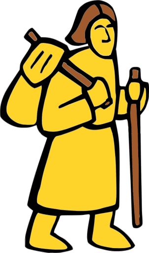 Via Francigena little yellow man icon symbol representing the pilgrimage route